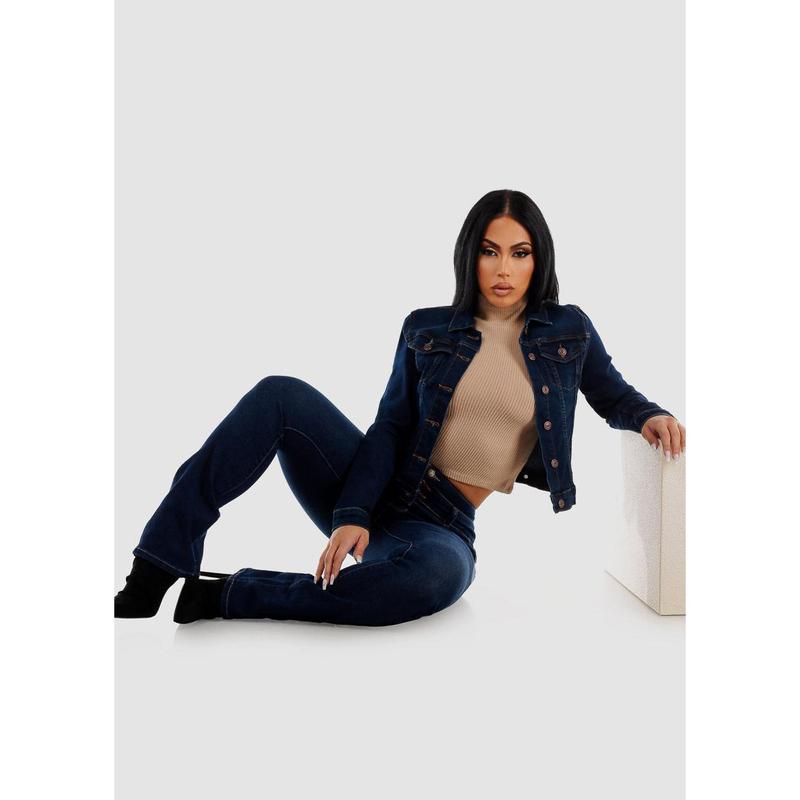 MX JEANS Butt Lifting Mid Rise Dark Wash Bootcut Jeans